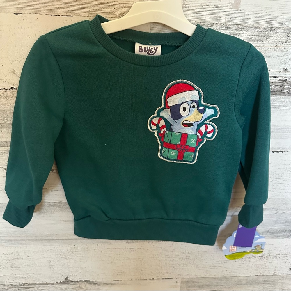Toddler Bluey Christmas Sweatshirt Green Size 2T NEW